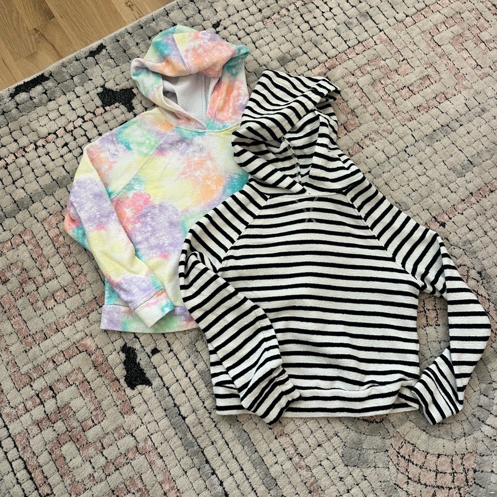 Cat & Jack Multicolor Tie-Dye and Black & White Striped Hoodies